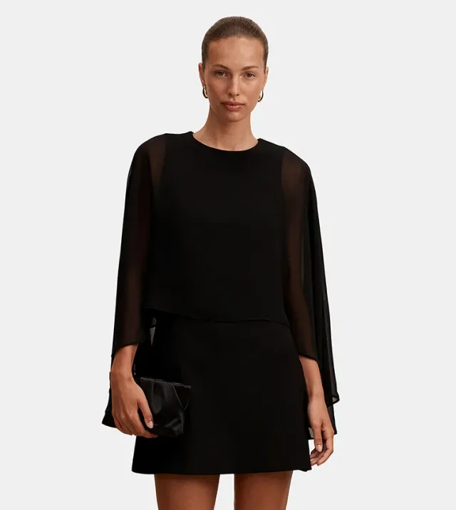 Irena Sheer Cape Mini Dress