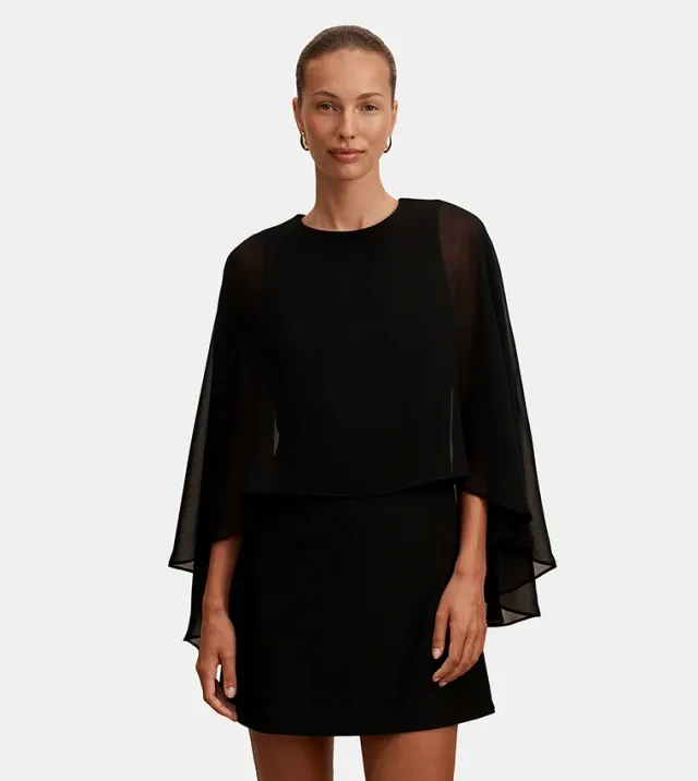 Irena Sheer Cape Mini Dress – صورة 3