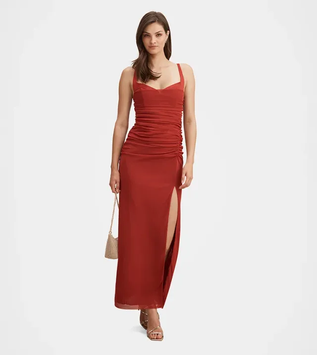 Evie Ruched Mesh Bodycon