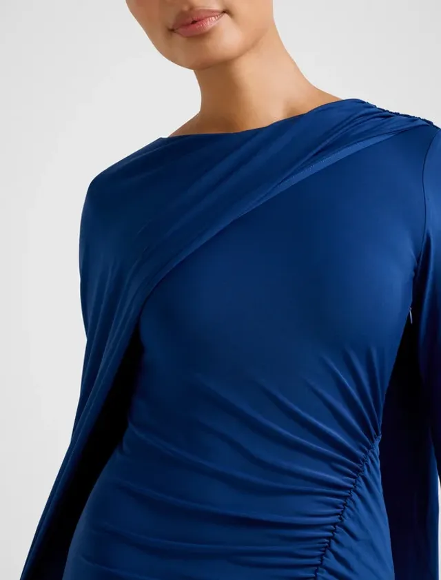 MARIA Jersey Draped Cape Maxi Party Dress – صورة 3