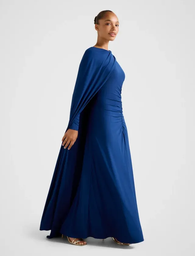 MARIA Jersey Draped Cape Maxi Party Dress – صورة 4