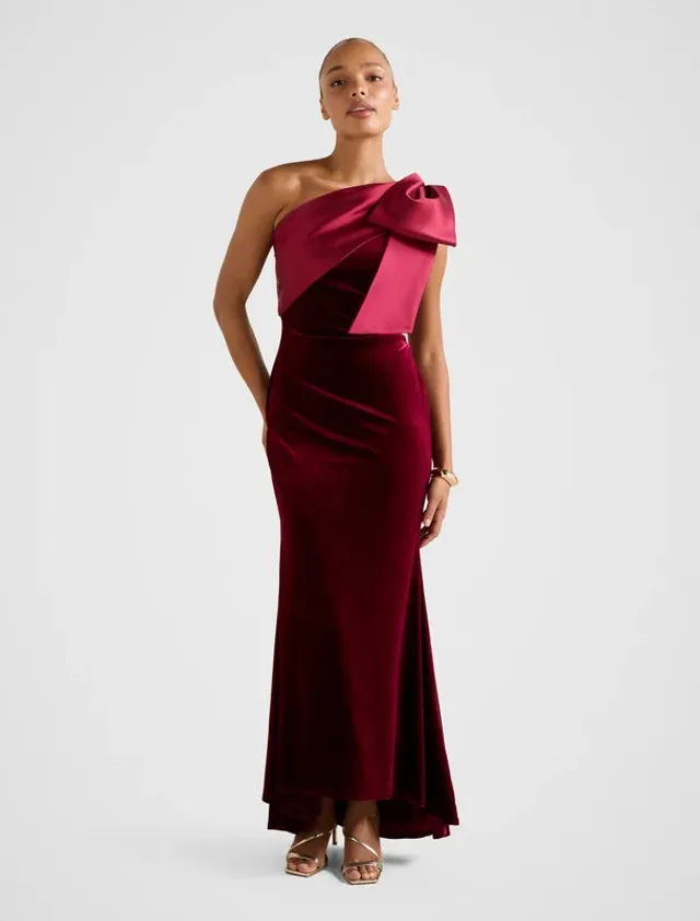 DELTA Velvet Bow Maxi Dress