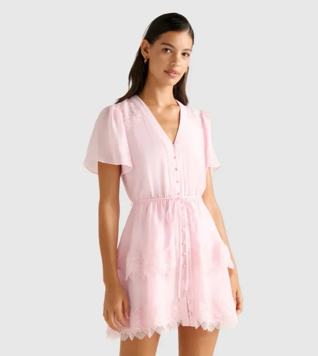 EMMY Lace Trim Mini Dress