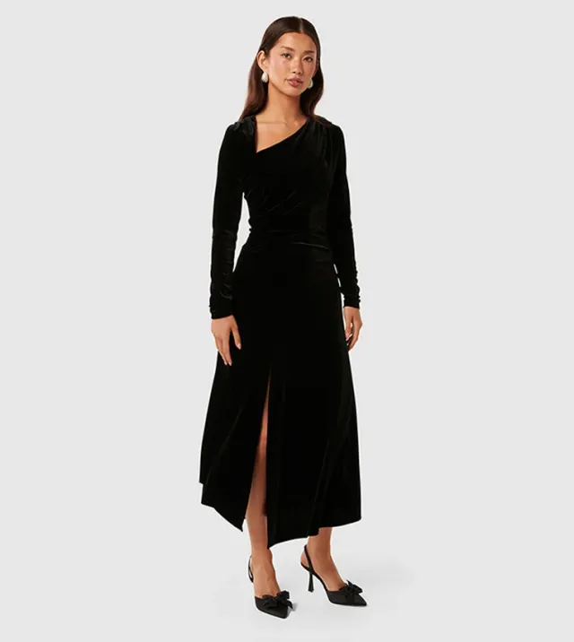Sawyer Asym Velvet Drape Dress – image 2