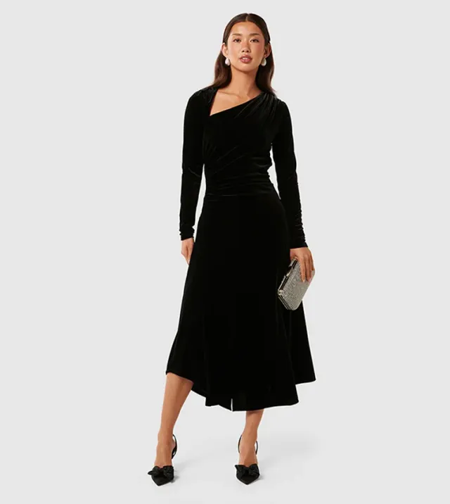 Sawyer Asym Velvet Drape Dress – image 5