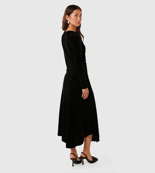 Sawyer Asym Velvet Drape Dress – صورة 3