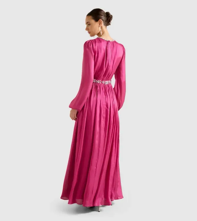 ELVIA Metallic Belted Maxi Dress – image 2