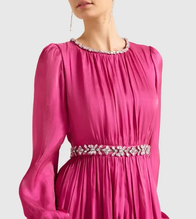 ELVIA Metallic Belted Maxi Dress – image 3