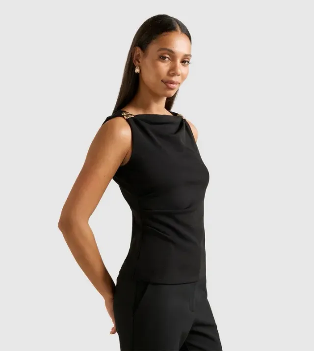 CLEO Metal Accent Cowl Neck Top – صورة 5