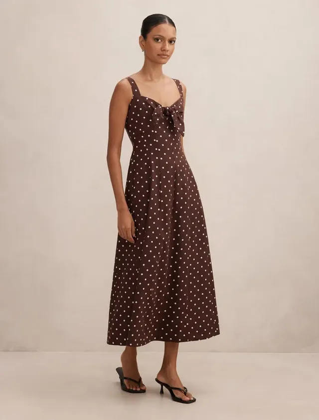 Kara Petite Tie Front Linen Midi – image 5