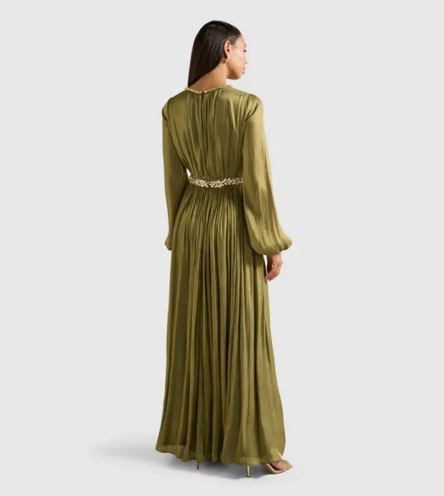 ELVIA Metallic Belted Maxi Dress – صورة 2