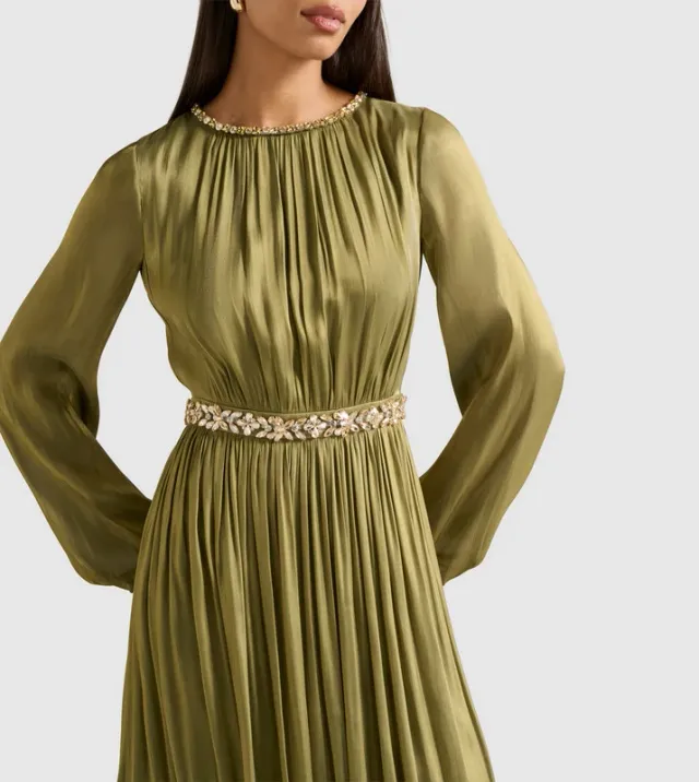 ELVIA Metallic Belted Maxi Dress – صورة 3