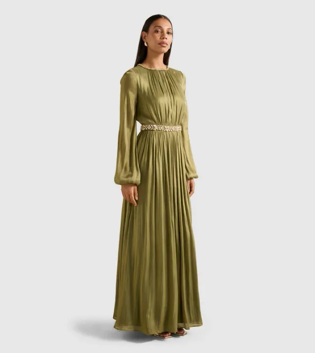 ELVIA Metallic Belted Maxi Dress – صورة 4