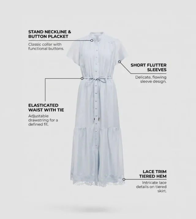 Harriet Lace Button-Front Midi Dress – صورة 3