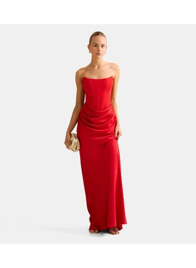 Isra Drape Strapless Maxi