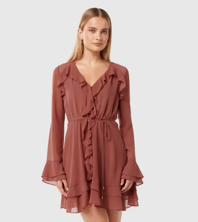PIPER Ruffle Detail Long Sleeves Mini Dress – image 2