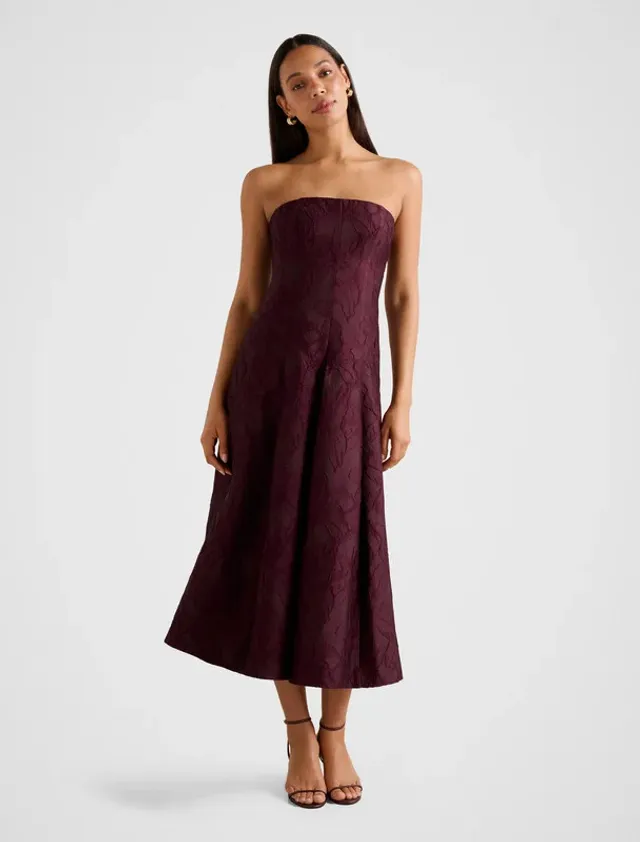 Charlotte Strapless Jacquard Midi