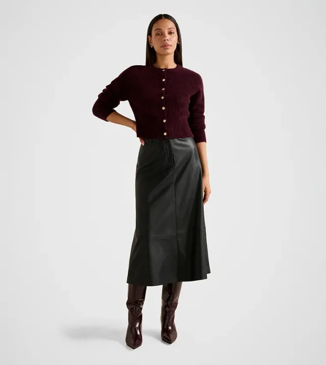 Jaelyn Vegan Leather Midi Skirt – صورة 5