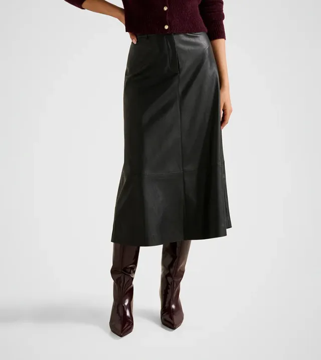Jaelyn Vegan Leather Midi Skirt