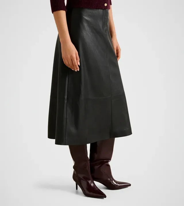 Jaelyn Vegan Leather Midi Skirt – صورة 2
