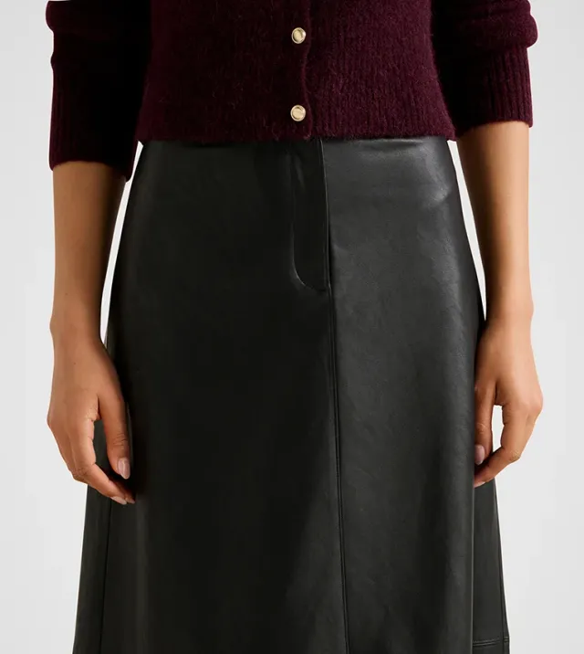 Jaelyn Vegan Leather Midi Skirt – صورة 4