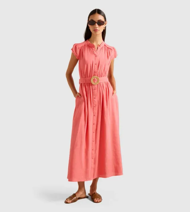 SERAFINA Scallop Edge Midi Dress