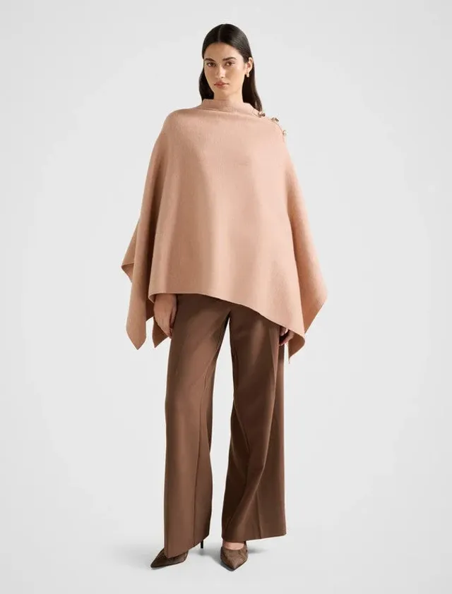 LANA Button Detail High Neck Knit Cape – صورة 2