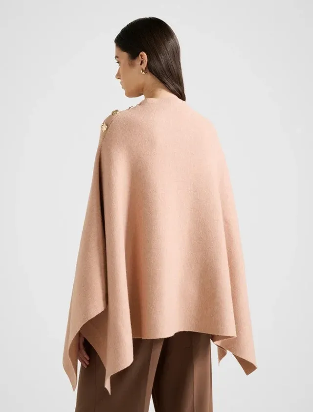 LANA Button Detail High Neck Knit Cape – صورة 3