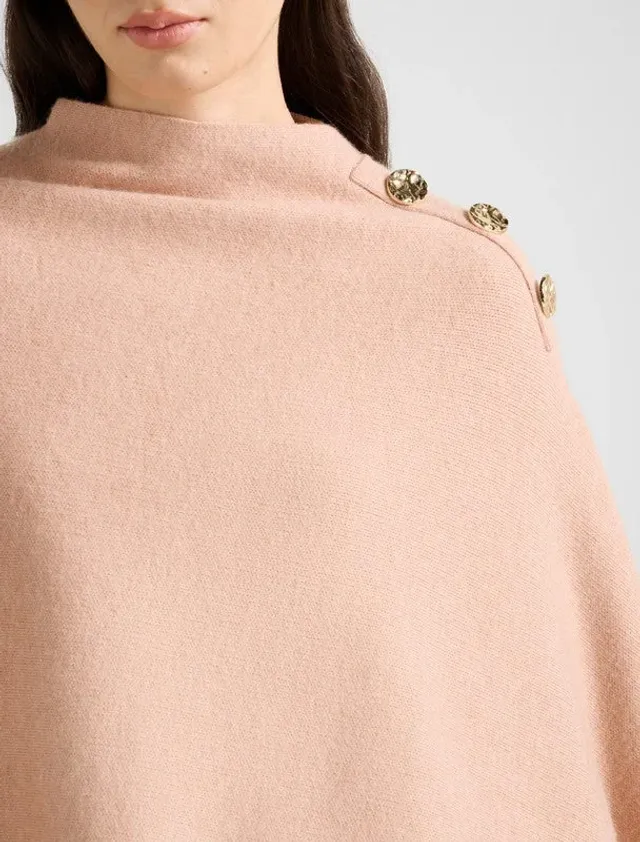 LANA Button Detail High Neck Knit Cape – صورة 4