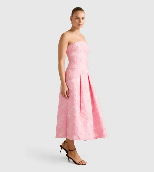 CHARLOTTE Strapless Jacquard Midi Dress – صورة 2