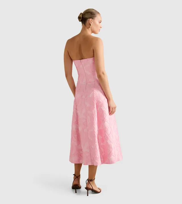 CHARLOTTE Strapless Jacquard Midi Dress – صورة 3