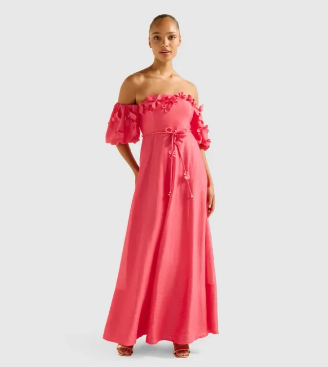CORA Floral Applique Maxi Dress