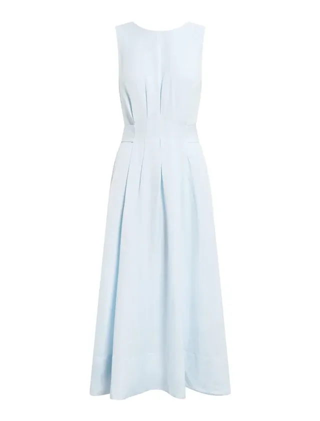 Rosie Linen Sleeveless Tuck Midi Dress – صورة 6