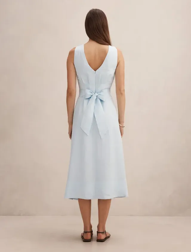 Rosie Linen Sleeveless Tuck Midi Dress – image 2