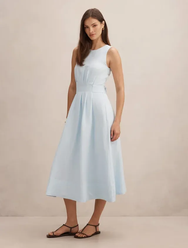 Rosie Linen Sleeveless Tuck Midi Dress – image 5