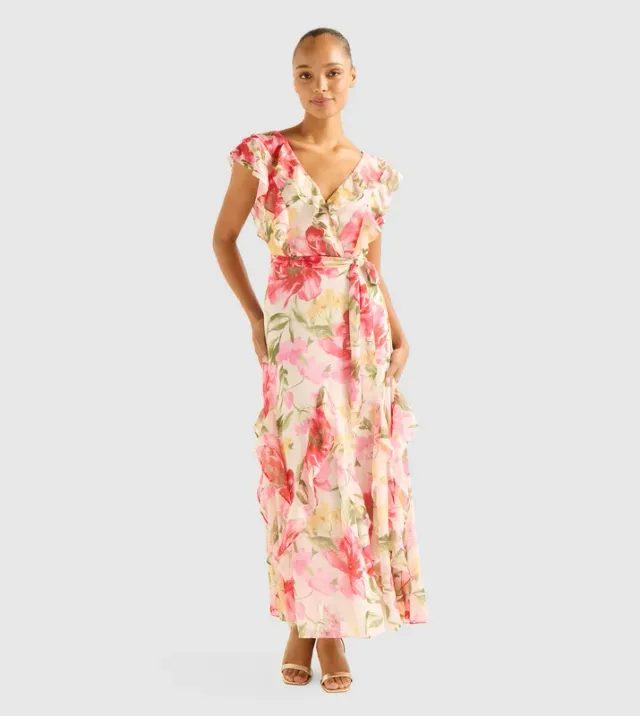 NAYA Printed Ruffle Maxi Dress