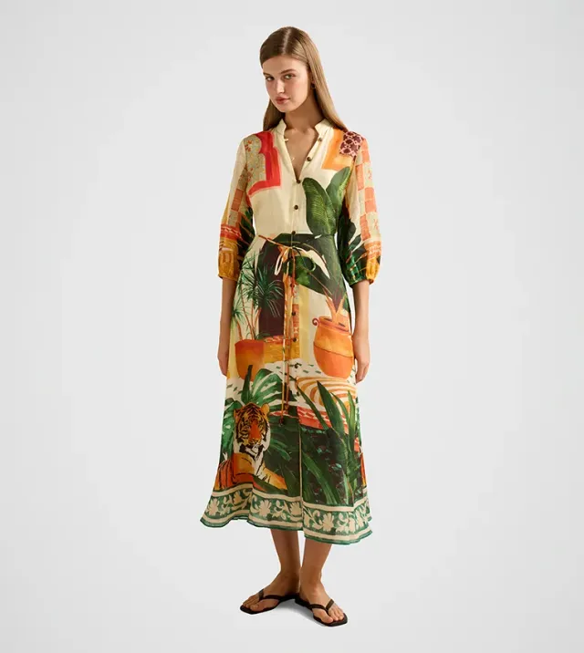 Arabella Printed Midi Dress