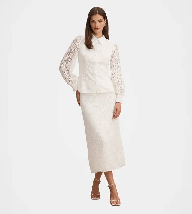 Loretta Lace Midi Skirt – صورة 5