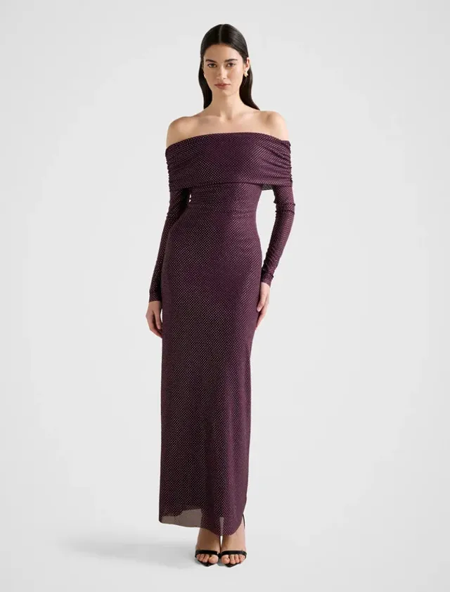 EFFIE Bardot Heatseal Maxi Dress