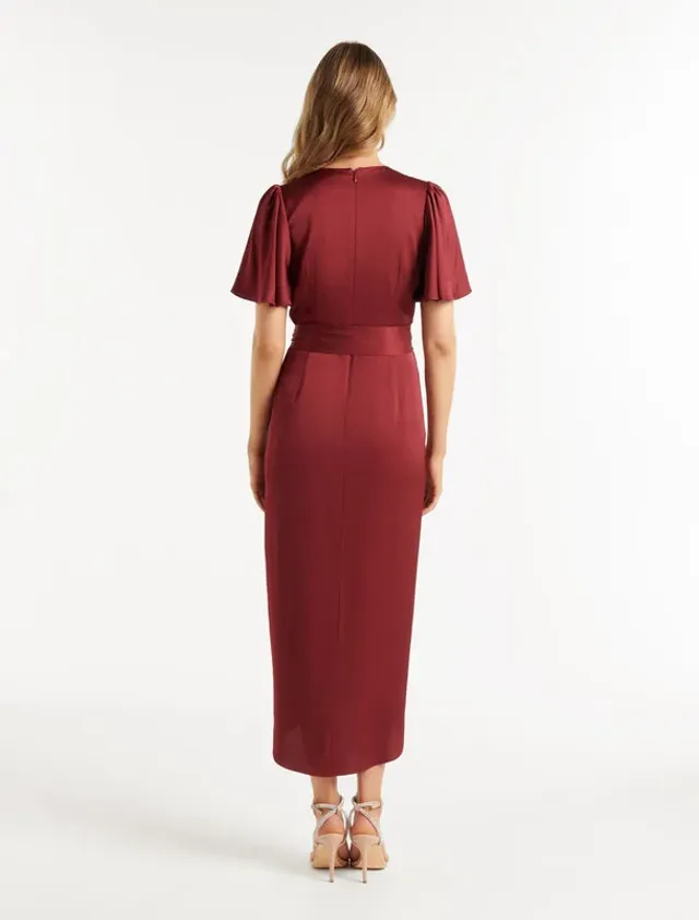 CAROLINA Satin Midi Wrap Dress – صورة 2