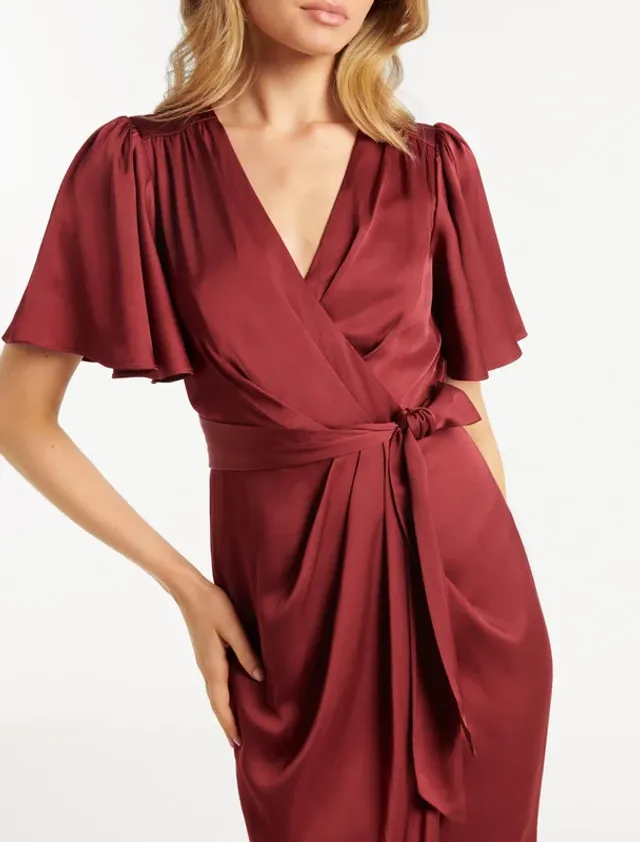 CAROLINA Satin Midi Wrap Dress – صورة 3
