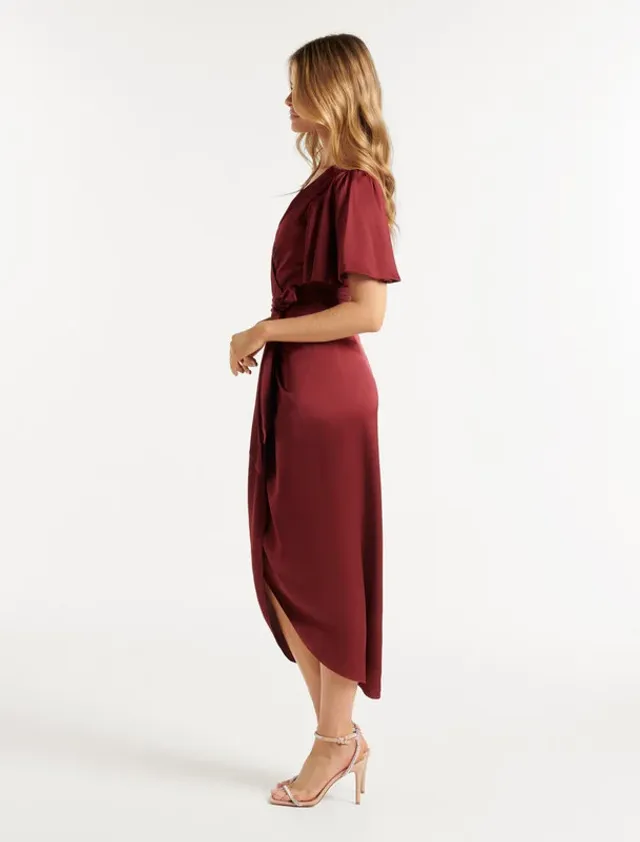 CAROLINA Satin Midi Wrap Dress – صورة 4