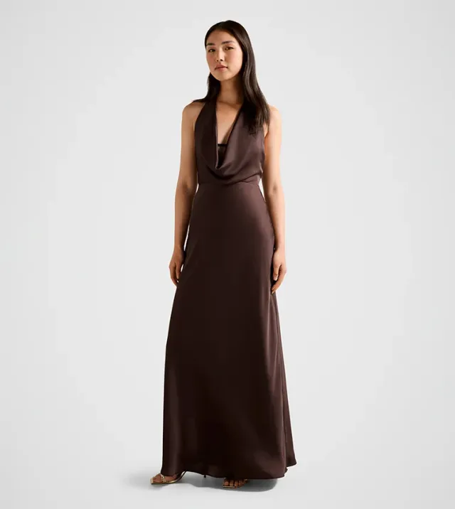 Becca Cowl Halter Satin Gown – صورة 2