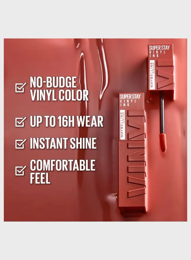 Maybelline New York Super Stay Vinyl Ink Nudes Longwear Transfer Proof Gloss Lipstick, Charmed – image 4