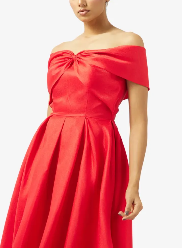 OFF SHOULDER RIBBON BUST TAFFETA DRESS – image 3