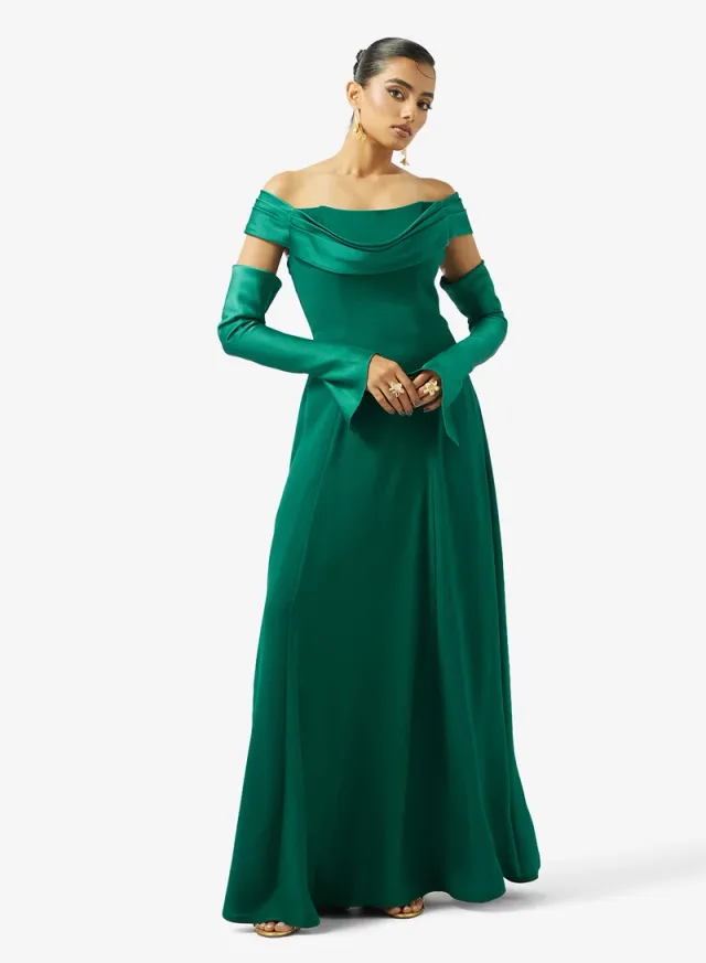 A-LINE FREE SLEEVES CREPE DRESS
