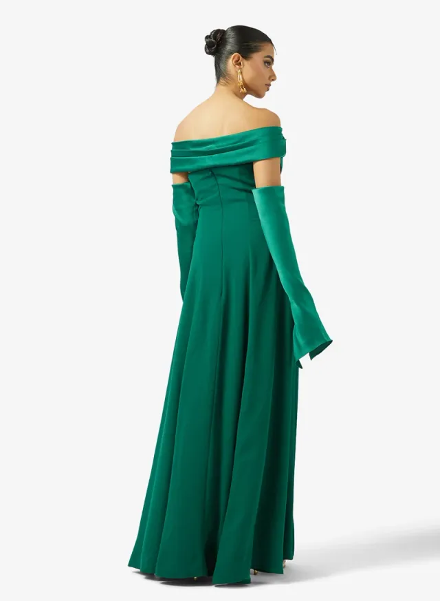 A-LINE FREE SLEEVES CREPE DRESS – image 2