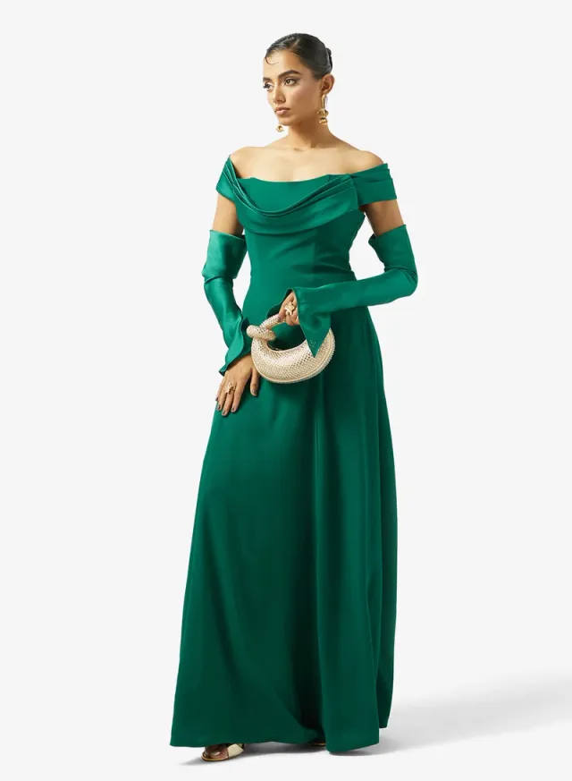 A-LINE FREE SLEEVES CREPE DRESS – image 5