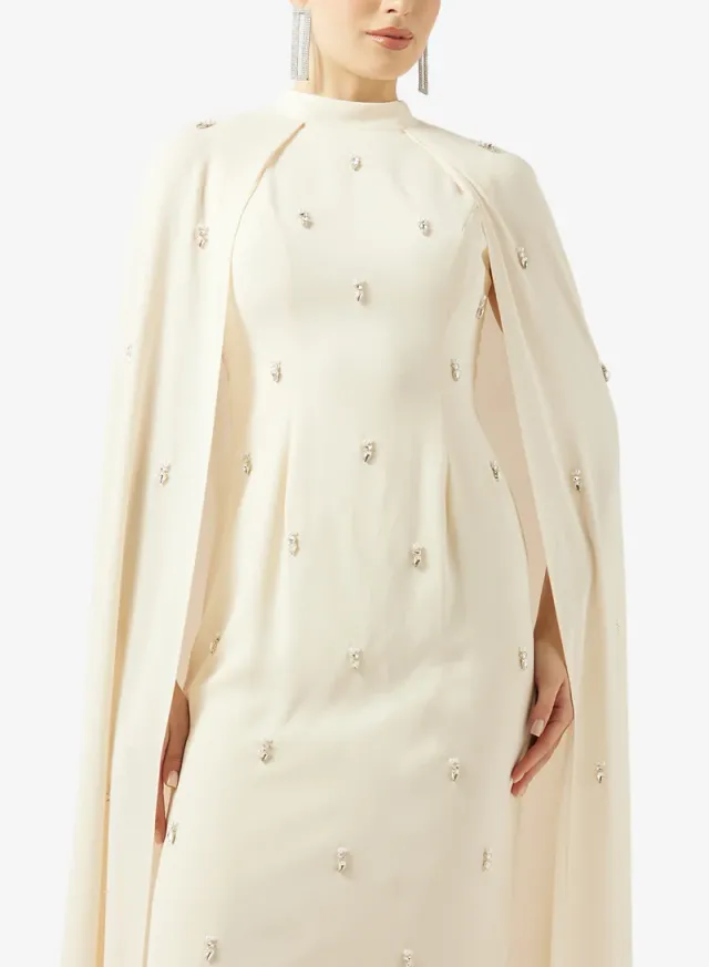 EMBELLISHED CAPE CREPE DRESS – image 3