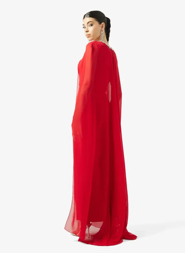 CRYSTAL NECK FLUTE SLEEVE CREPE – image 2